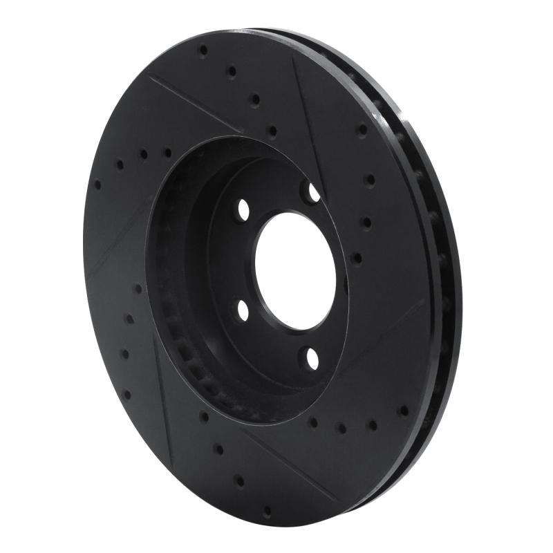 Ford Thunderbird Brake Rotor (1) - Front Left - R1 Concepts - Drilled & Slotted - Black - `93-`07